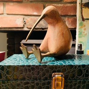 Kiwi Bird from handcrafted mango wood and brass. Excellent gift idea!